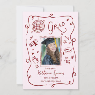 Invitación de Garabato de Fotos de Fiesta de Gradu