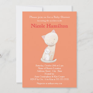 Invitación de gato a mamá de Baby Shower Invitació