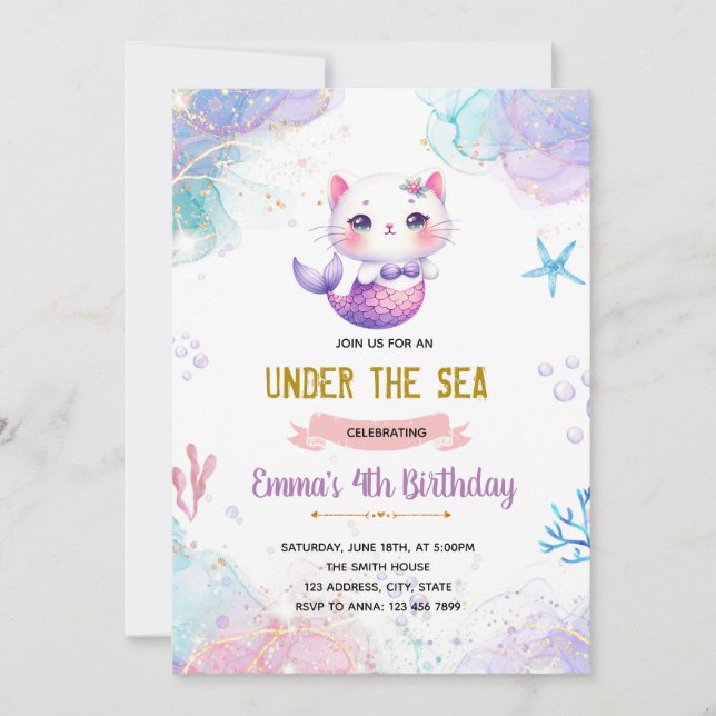 Invitación de gato de sirena (Anverso)