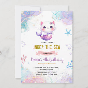 Invitación de gato de sirena