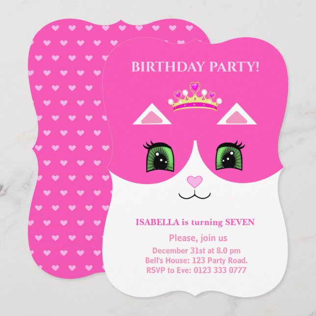 Invitación de gato esmoquin rosa blanco lindo Chic (Anverso / Reverso)