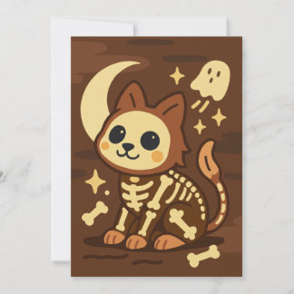 Invitación de gato esqueleto espeluznante y fantas