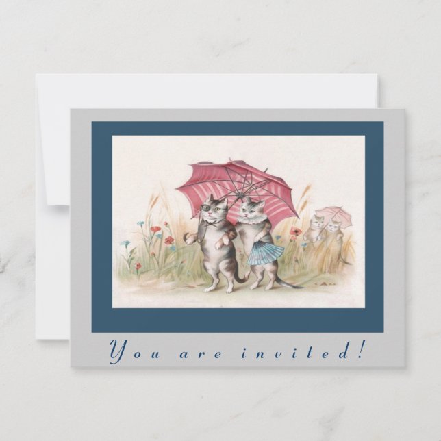 Invitación de gato ventilado adorable (Anverso)