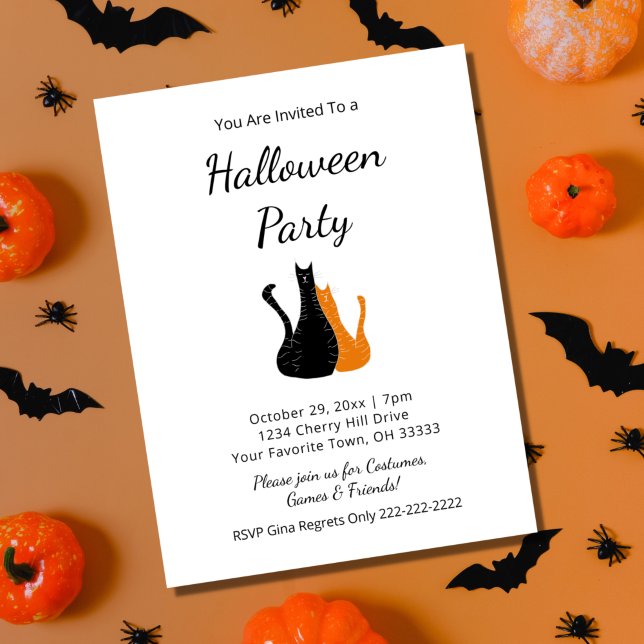 Invitación de gatos de fiesta de Halloween (Subido por el creador)