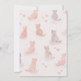Invitación de gatos y corazones con acuarela