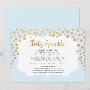 Invitación de gaviota de niño de oro azul claro, b