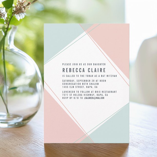 Invitación de Gem Coral y Mint Bat Mitzvah (Subido por el creador)