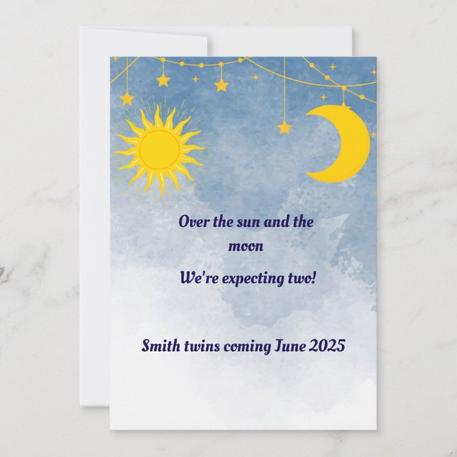 Invitación de gemelos Sun y Moon (Anverso)