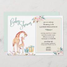 Invitación de género neutral de Boho Giraffe en Ba