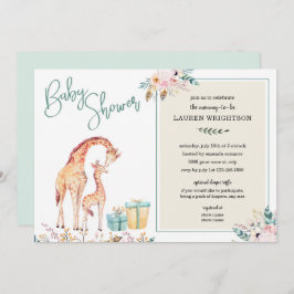 Invitación de género neutral de Boho Giraffe en Ba