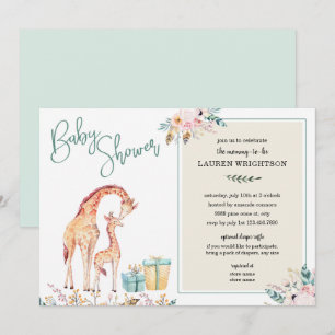 Invitación de género neutral de Boho Giraffe en Ba
