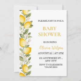 Invitación de género para baby shower de limón cít