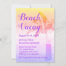 Invitación de Getaway a la playa de arena y palmer