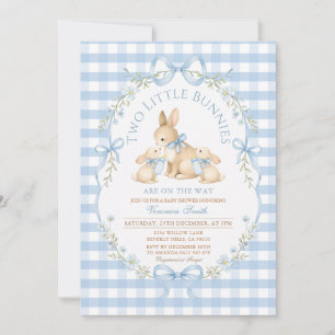 Invitación de gingham para baby shower de Dos Pequ