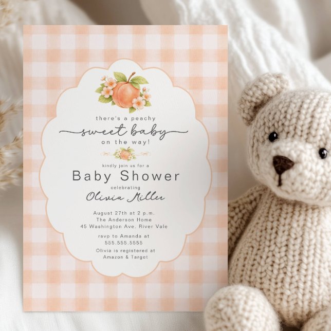 Invitación de Gingham para Baby Shower de Melocotó (Subido por el creador)