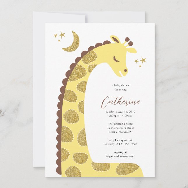 Invitación de Giraffe Baby Shower (Anverso)