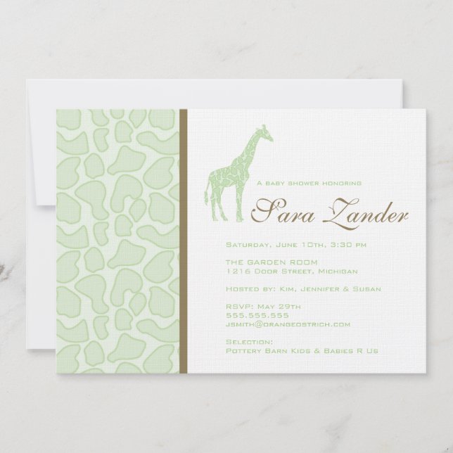 Invitación de Giraffe Baby Shower (Anverso)
