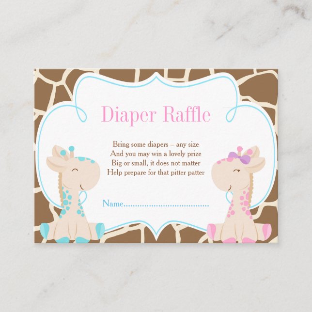 Invitación de Giraffe Boy o Chica Diaper Raffle (Anverso)