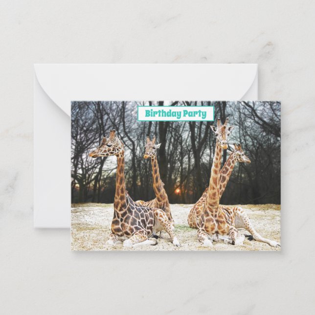 Invitación de Giraffe Forrest Fun Party - Cuatro s (Anverso)