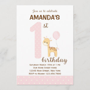 Invitación de Giraffe para el primer cumpleaños (r