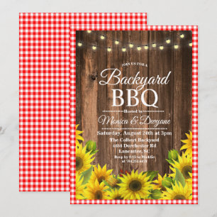 Invitación de girasol de barbacoa en el patio tras