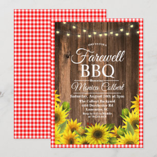 Invitación de girasol de BBQ de despedida rústica