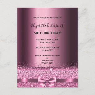 Invitación de glam morado de cumpleaños de cualqui