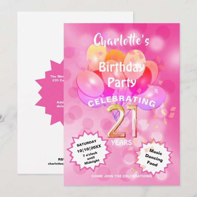 Invitación de Glam Sparkle Glitzy, Fiesta de cumpl (Anverso / Reverso)