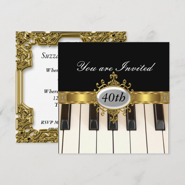 Invitación de glamour de fiesta de cumpleaños de n (Anverso / Reverso)