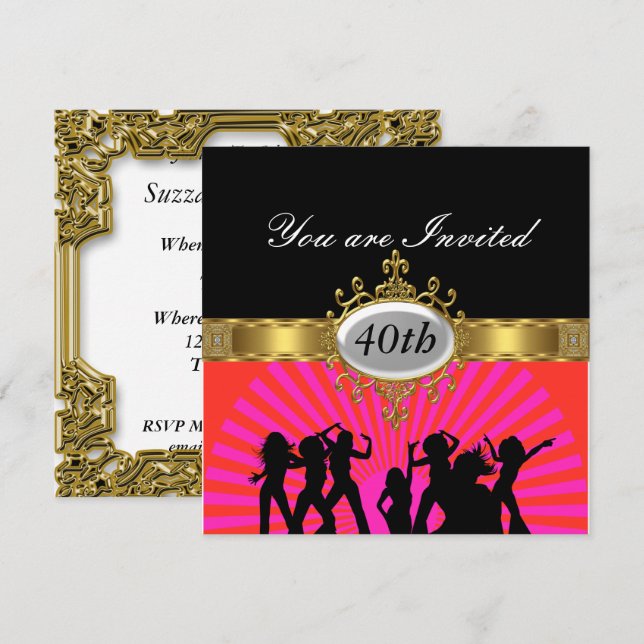 Invitación de glamour de fiesta de cumpleaños Disc (Anverso / Reverso)