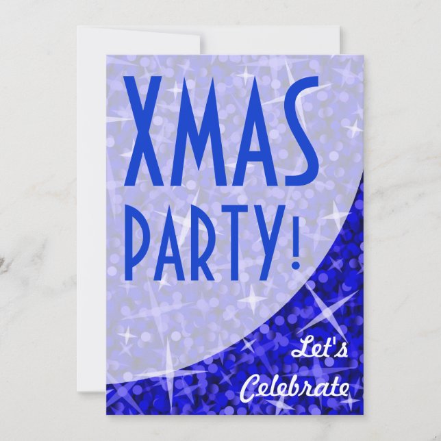 Invitación de Glitz Dark Blue a "Fiesta de Navidad (Anverso)