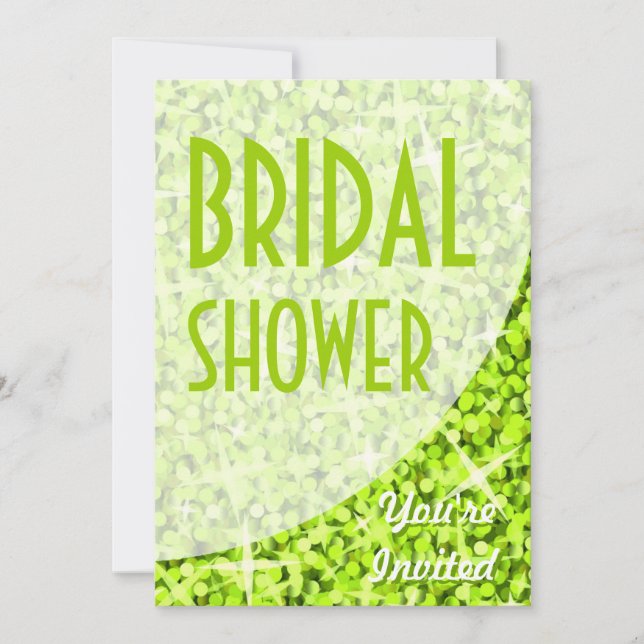 Invitación de Glitz Lime a la curva "Bridal Shower (Anverso)