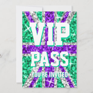 Invitación de Glitz UK Purple 'VIP PASS'