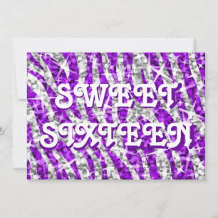 Invitación de Glitz Zebra Purple "Sweet Sixteen"