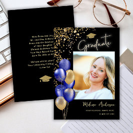 Invitación de globo azul de la Marina Graduada de