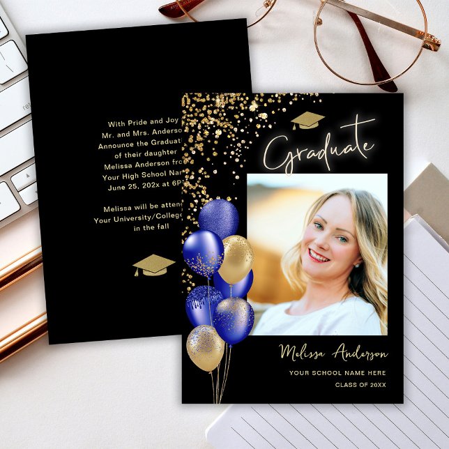 Invitación de globo azul de la Marina Graduada de  (Subido por el creador)