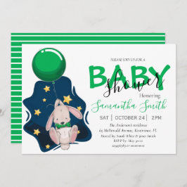 Invitación de globo Baby Shower Rabbit