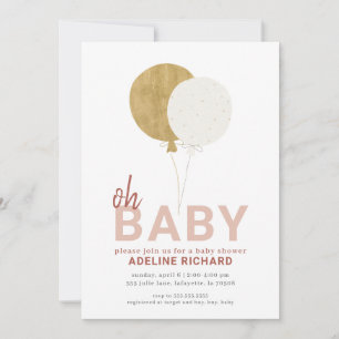 Invitación de globo Oh Baby Shower