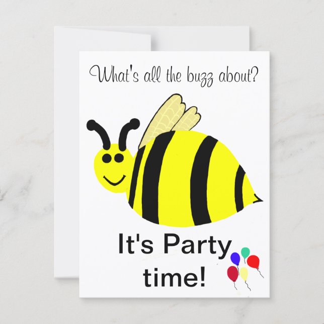 Invitación de globos de abeja para el 1er cumpleañ (Anverso)