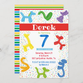 invitación de globos de animales de siete años