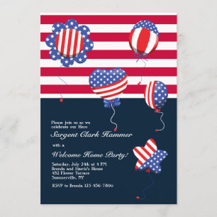 Invitación de globos de helio patrióticos