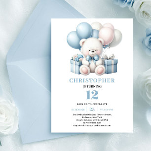Invitación de globos de osito de peluche para cump