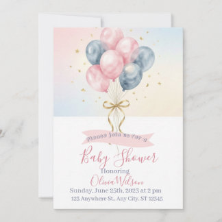 Invitación de globos de revelación de género