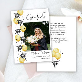 Invitación de globos del partido de graduación fot