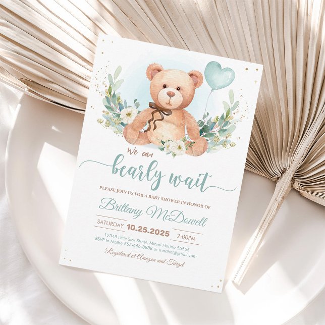 Invitación de Globos para Baby Shower de Osito de  (Subido por el creador)