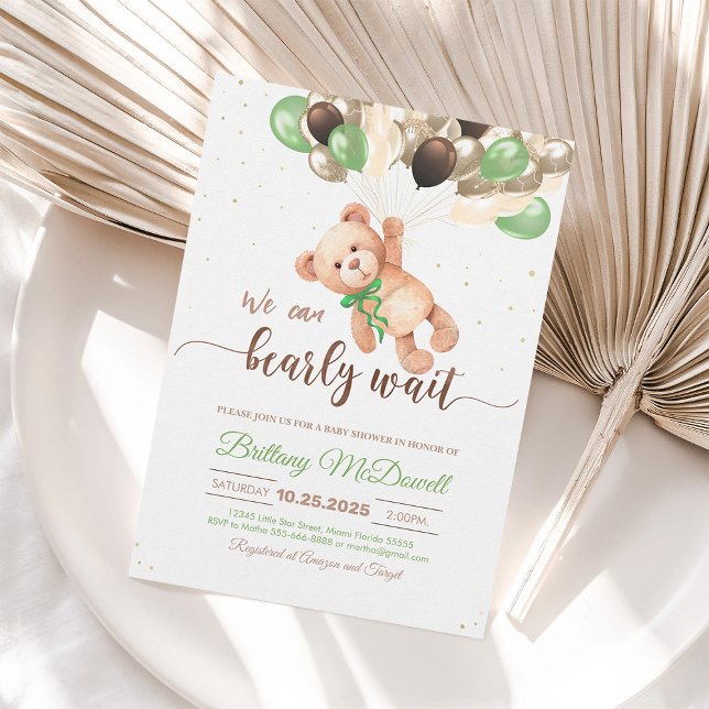 Invitación de Globos para Baby Shower de Osito de  (Subido por el creador)
