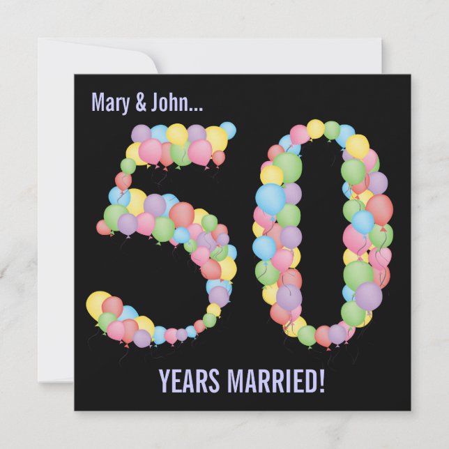 Invitación de globos para la fiesta del 50 anivers (Anverso)