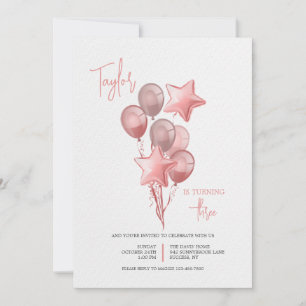 Invitación de globos rosados