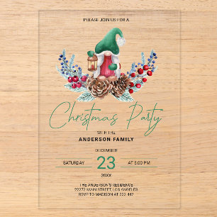 Invitación de Gnomos de Navidad y Piñas