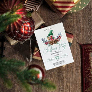 Invitación de Gnomos de Navidad y Piñas